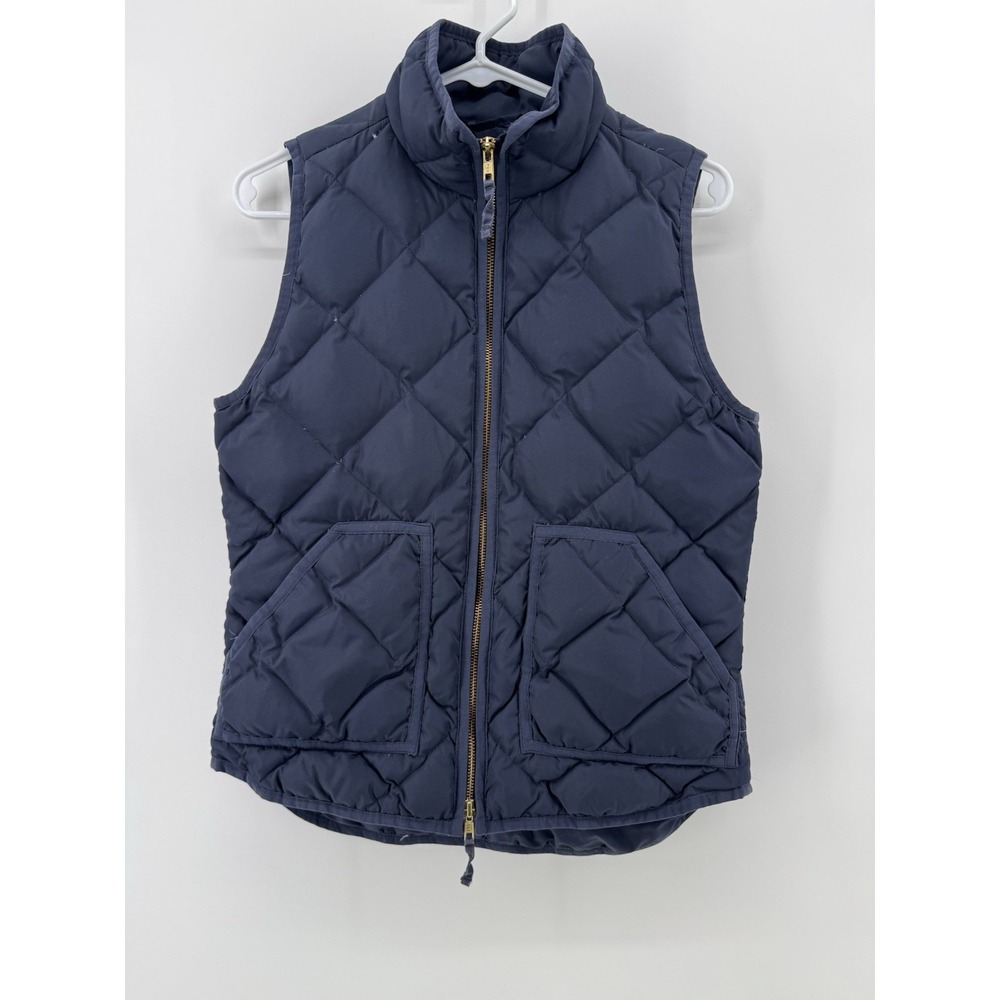 J. Crew Navy Blue Women's Quilted Puffer Vest Down Waterfowl Feathers Classic XS